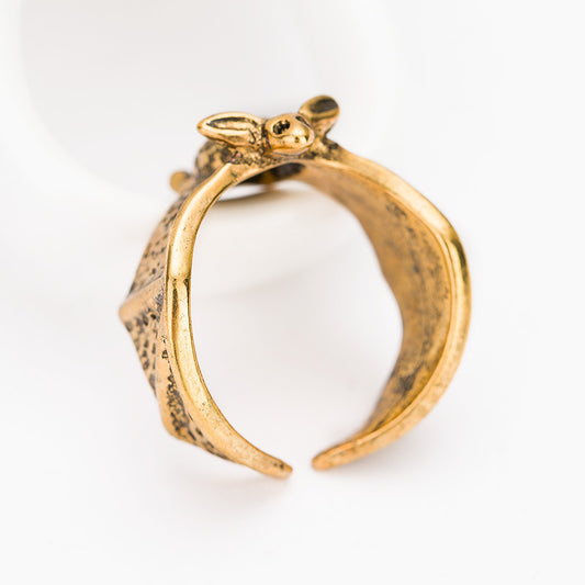 Unisex Bat Ring Electroplated Alloy Animal Jewelry Gift Ancient Gold For Celebration Everyday Style Accessory