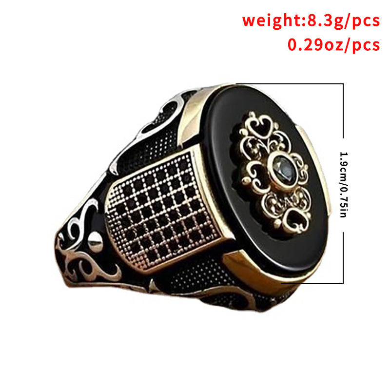 Mens Copper Ring Adjustable Retro Geometric Two Tone Fashion Ring Electroplated Metal Accent Ring Open Ring Men