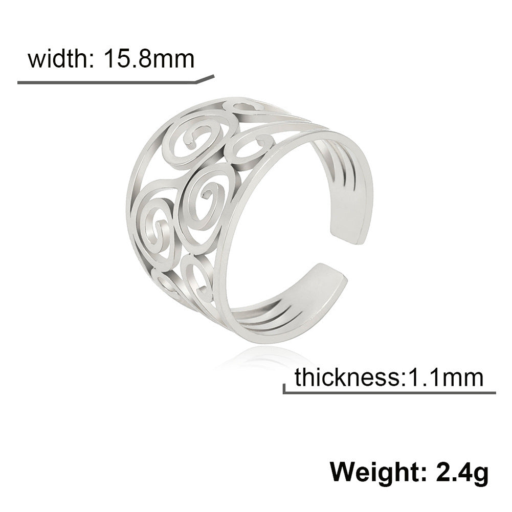 Stainless Steel Ring Medium Wide Band With Two Narrow Accents Electroplated Fashion Ring Durable And Stylish Everyday