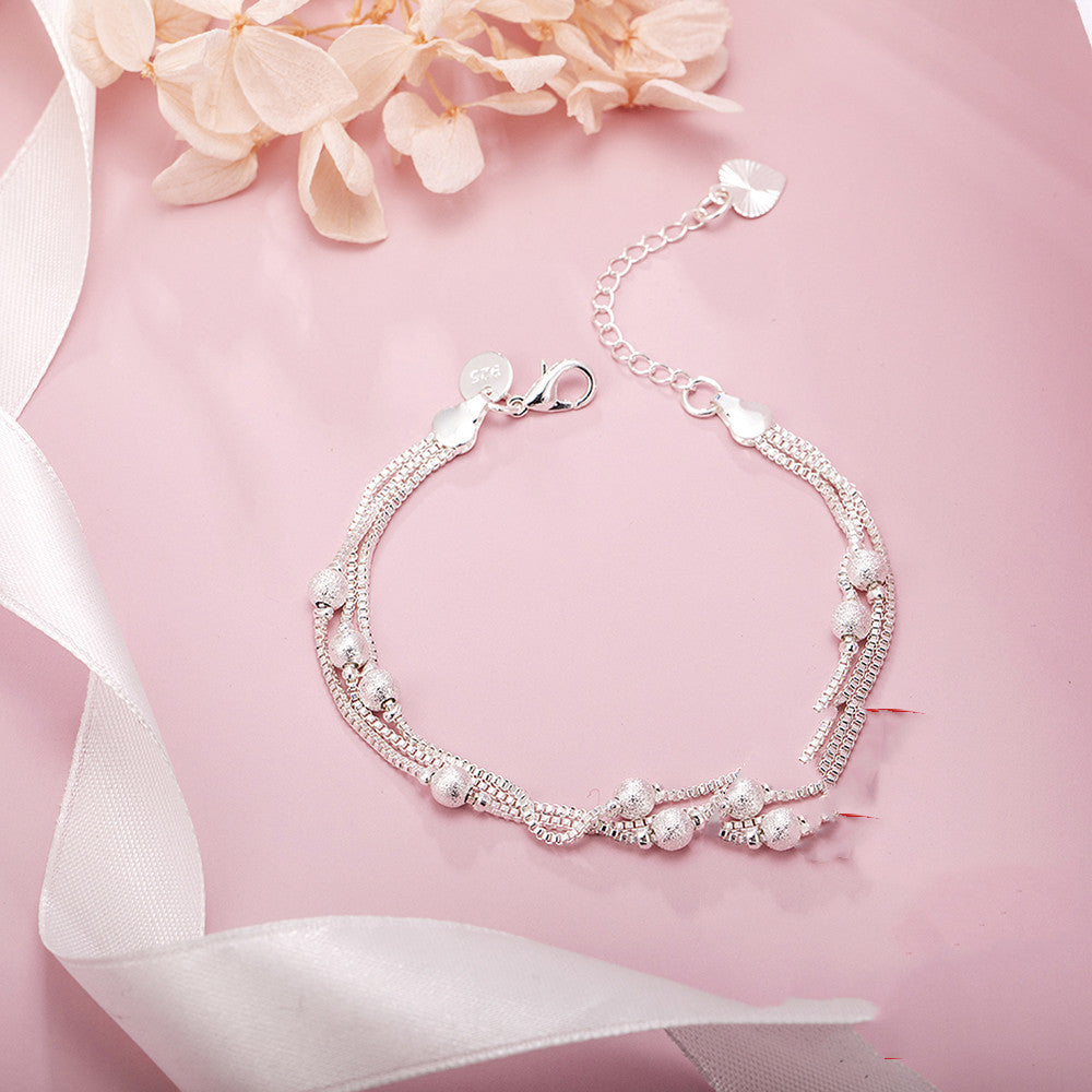 Womens Silver Plated Buddha Beads Bracelet Copper Bangle Korean Style Jewelry Gift For Women And Girls Elegant Lux