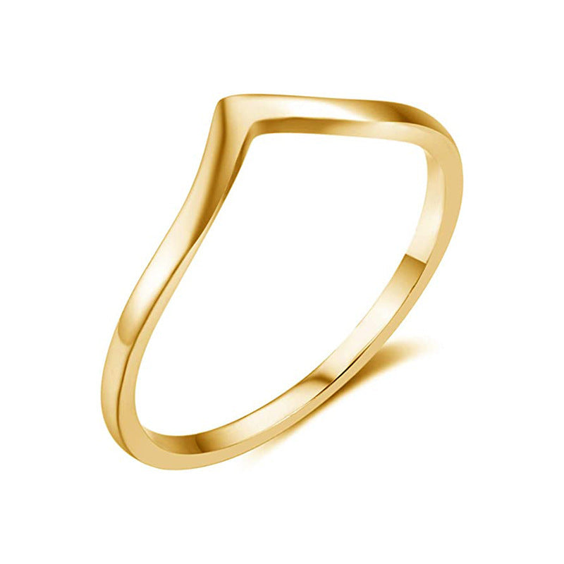 Womens Titanium Steel Ring Electroplated Geometric Ring Irregular Round Tapered Elements Mountain Shape Design