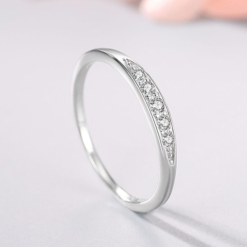 Womens Ring Diamond Studded Thin Band Ring Small Ring Versatile Ring Fashion Ring Silver Ring Womens Jewelry Gift for Her