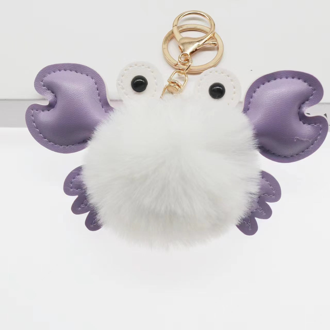 Crab Keychain Adorable Cartoon Crab Pendant Sewn Faux Leather Accessory Cute Crab Design Perfect Gift Great Gift