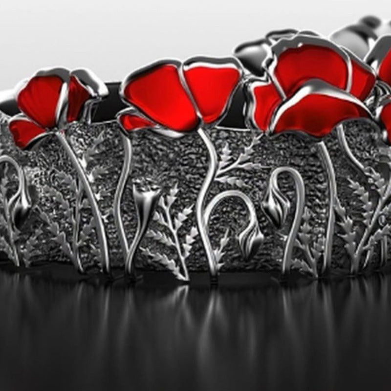 Vintage Flower Enamel Ring In Copper With Colorful Wreath Design Electroplated Jewelry Gift For Women Timeless