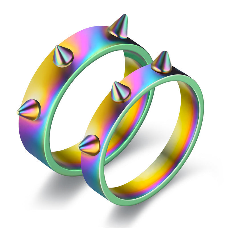 Unisex Stainless Steel Ring Geometric Nail Point Self Defense Ring European American Design Gift For Birthdays Holidays