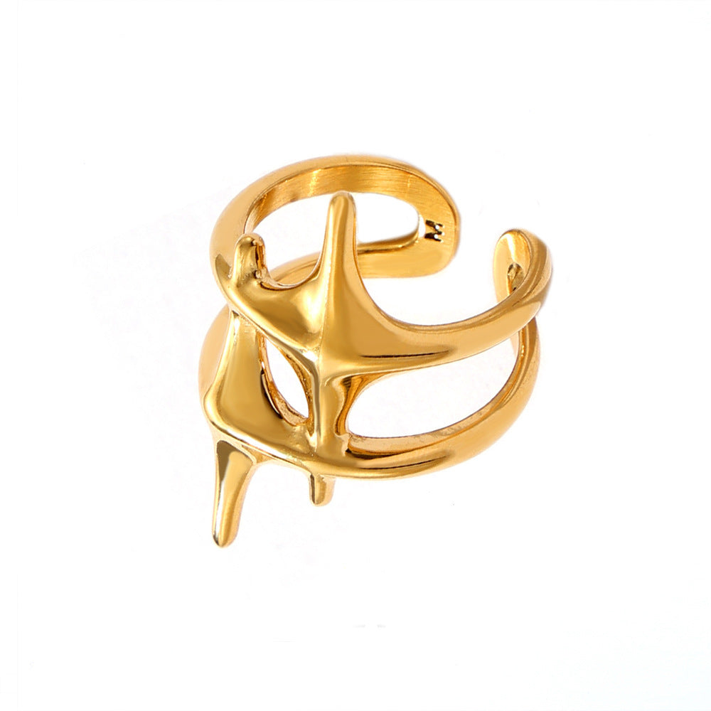 Titanium Steel Ring Cross Star Geometric Electroplated Unisex Modern Fashion Accessory for Men Women Solid Ring