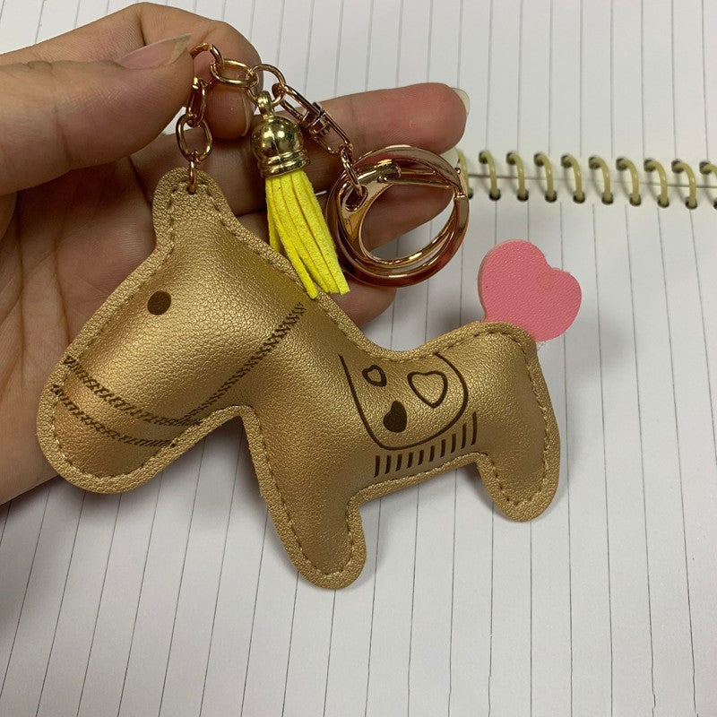 Cute Animal PU Leather Keychain Pendant for Car Keys Unisex Key Ring Decor Organization High Quality Travel Friendly