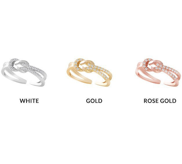 Copper Index Finger Ring For Women Adjustable Opening Electroplated Rose Gold White Gold Fashionable And Plain