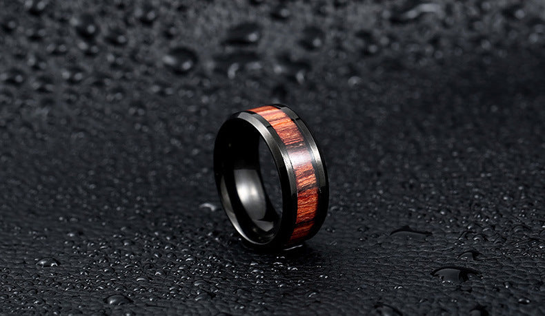 Titanium Steel Ring 8mm Wide Geometric Electroplated Retro Style Durable Statement Band For Daily Wear All Day