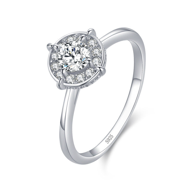 Womens Ring Sterling Silver Gold Plated Simulated Diamond Classic Design 925 Silver Artificial Gemstone Jewelry