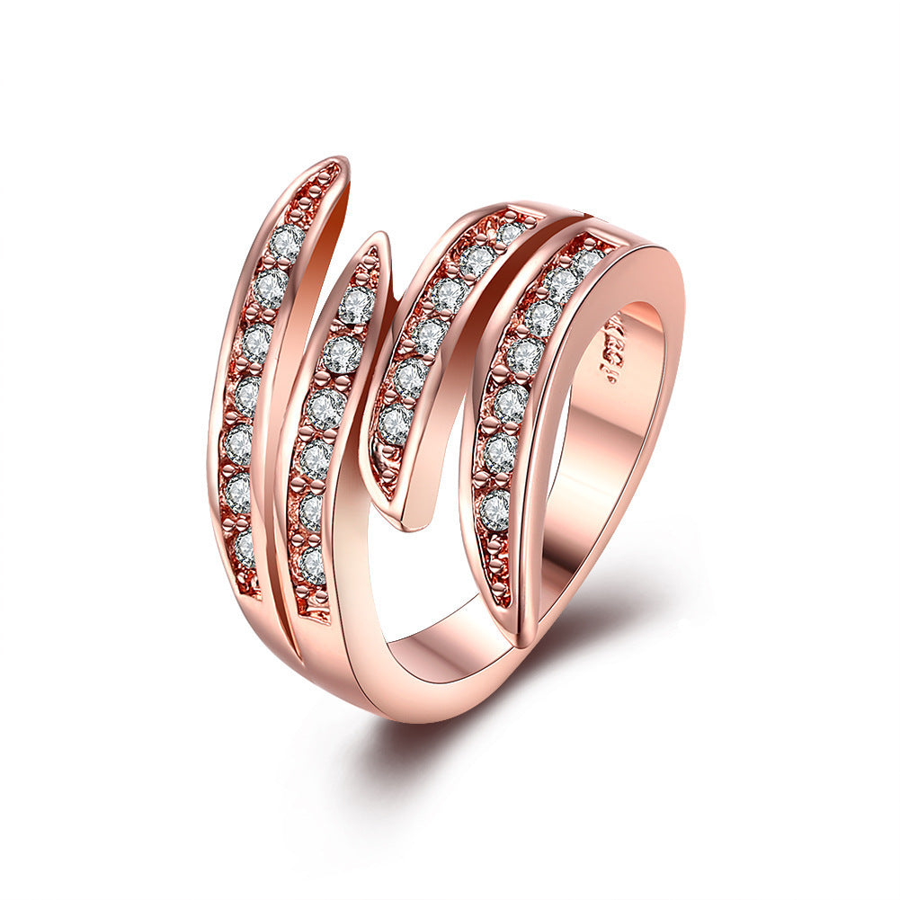 Rose Gold Electroplated Zircon Ring Geometric Couple Jewelry For Him And Her Gift For Lovers Wedding Fashion Accessory