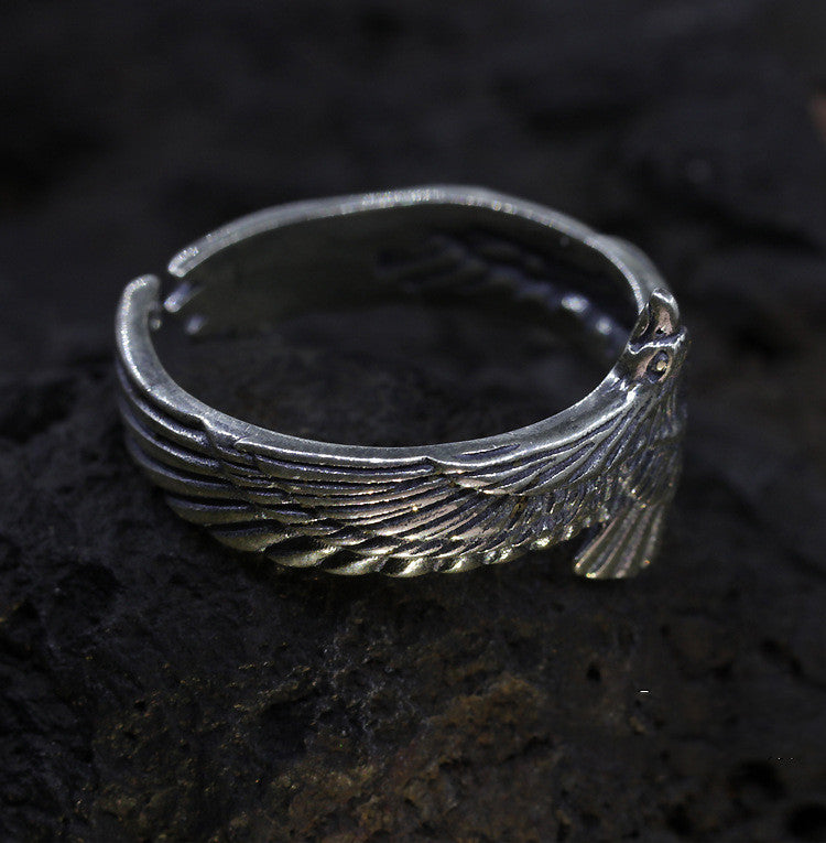 Vintage Eagle Feathered Ring Adjustable Opening Copper Ring Electroplated Fashion Jewelry High Quality Designs