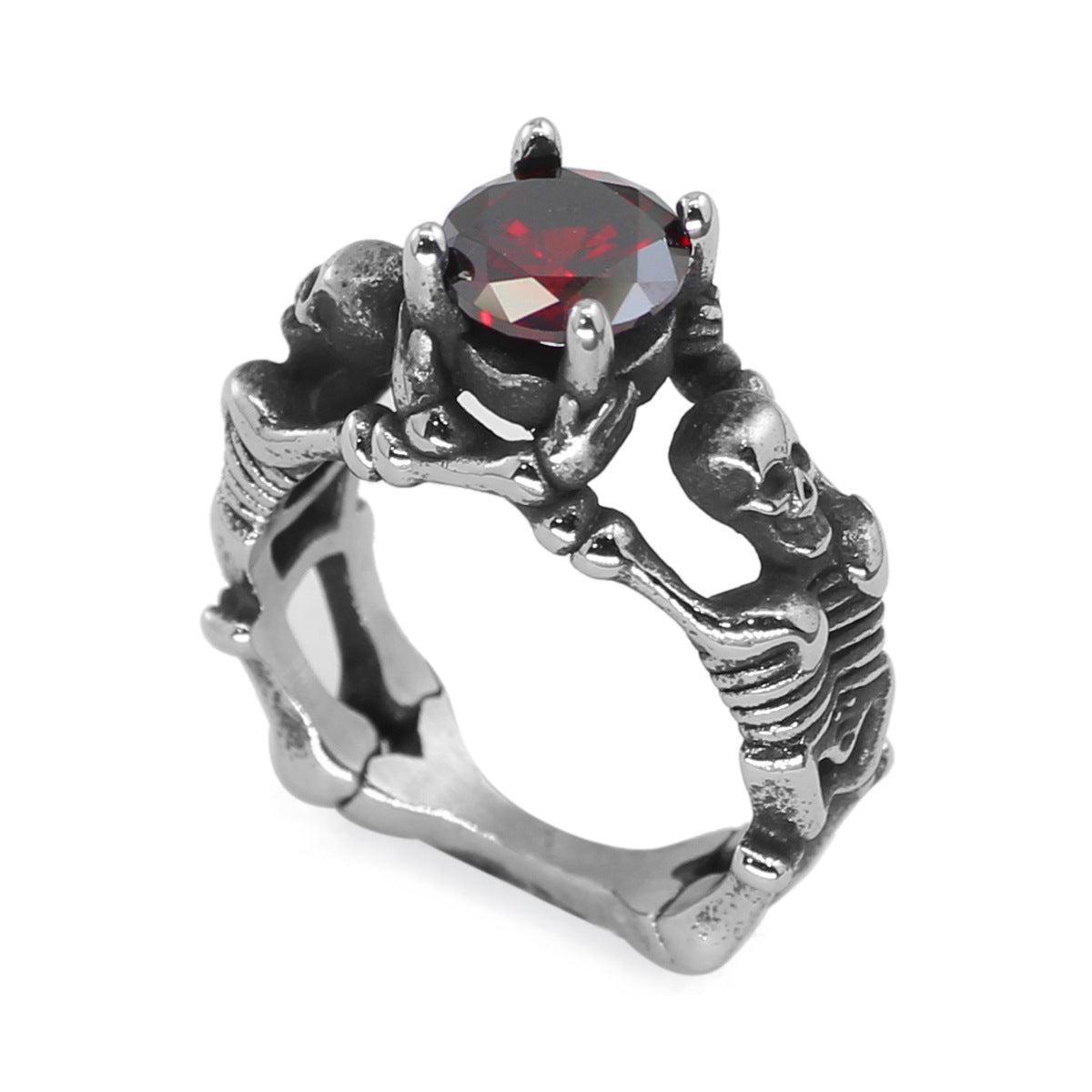 Mens Personalized Skull Skeleton Stainless Steel Ring Gothic Biker Punk Rock Fashion Jewelry Statement Style A
