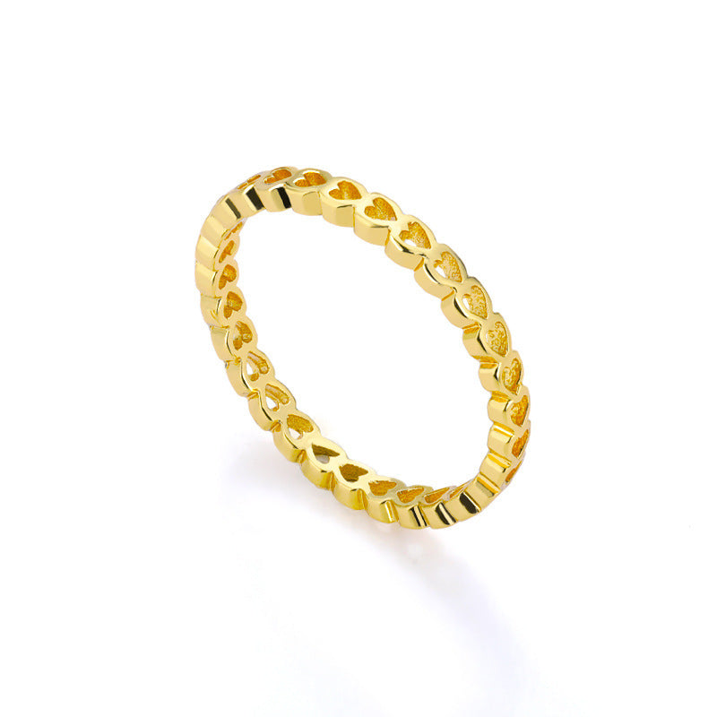 Womens Stainless Steel Heart Ring Hollow Heart Shaped Ring Metal Jewelry Gift For Women Fashion Accessory Idea