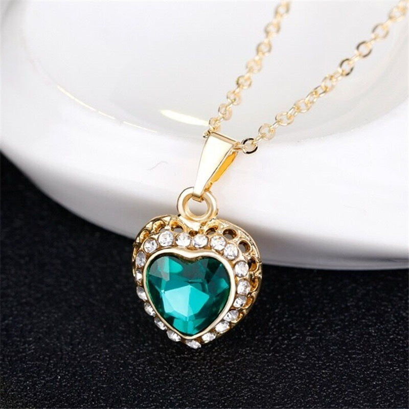 Women's Jewelry Set Necklace Earrings Ring Bracelet Heart Shaped Gemstone Alloy Inlaid Fashion Gift For Women