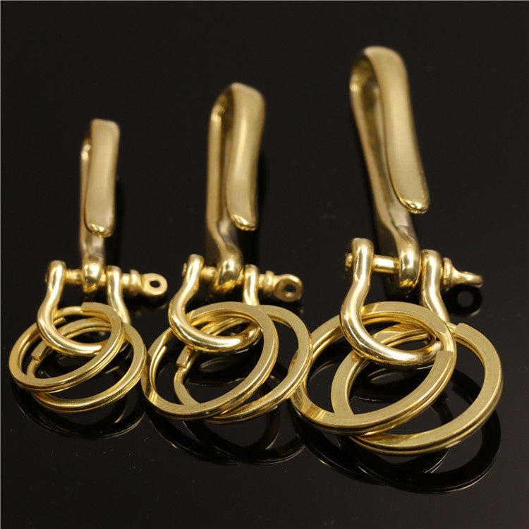 Mens Pure Copper Car Keychain Pendant With U Shaped Hook And Horseshoe Buckle Slip Light Treatment Key Ring Decoration