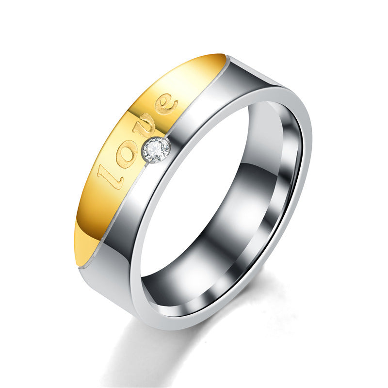 Stainless Steel Couple Rings Flat Gold Tone Set For Men And Women Love Diamond Forever Ring Pair With Elegant Design