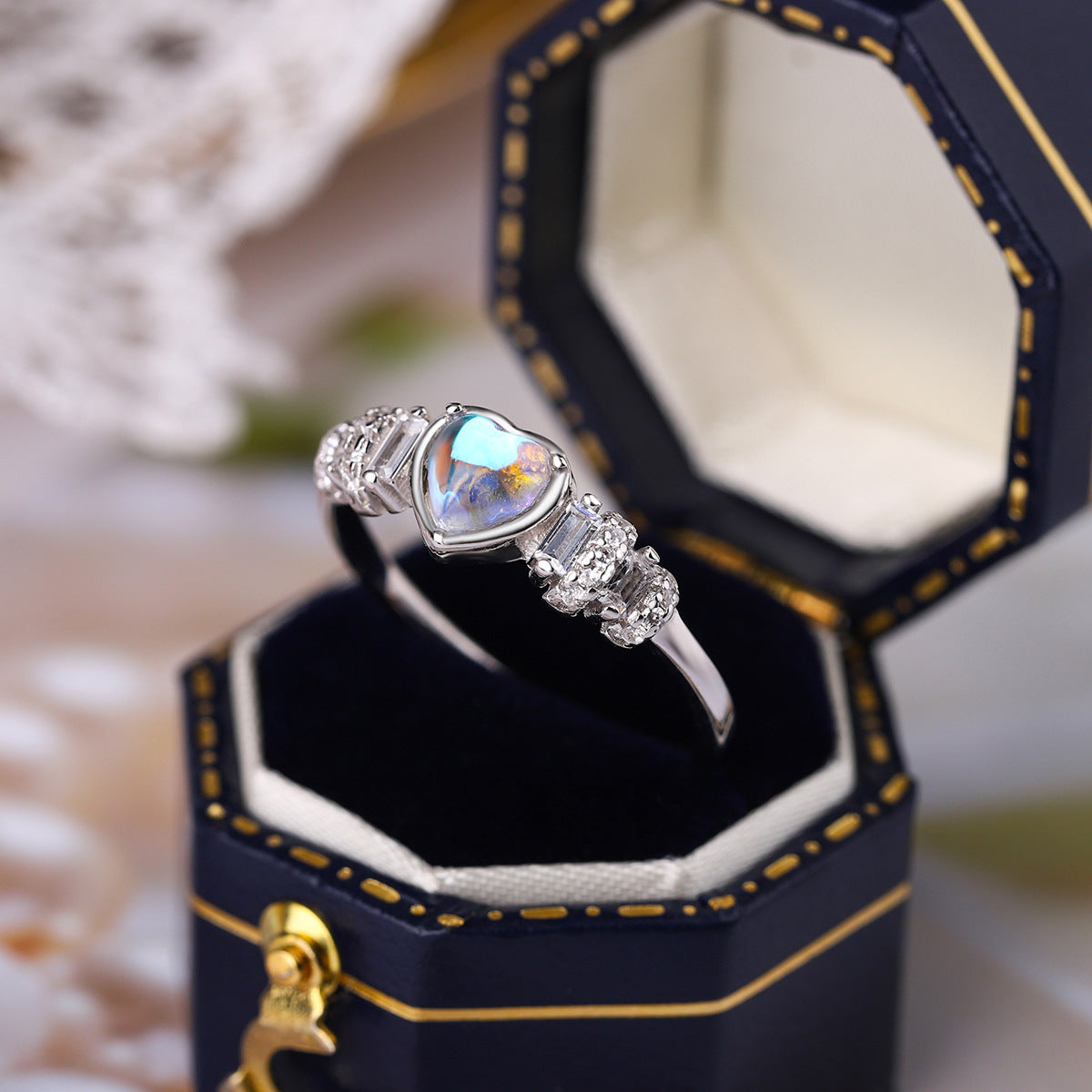 Womens Heart Ring Exquisite S925 Sterling Silver Love Heart Ring Gift for Women Index Finger Gift Idea for You