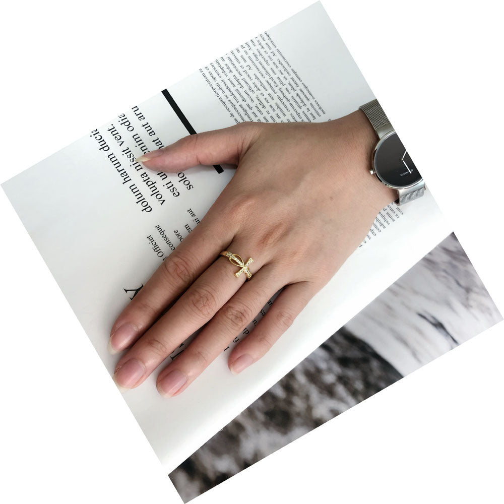 Zircon Diamond Accent Geometric Copper Ring Electroplated For Engagement And Anniversary Jewelry Womens Fashion Elegance