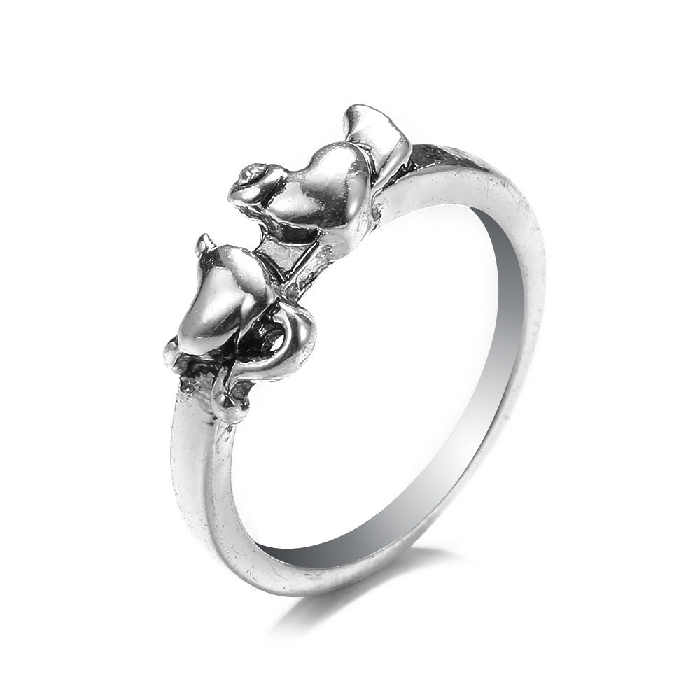 Unisex Heart Shaped Ring With Butterfly Or Spider Accent And Rose Skull Details Fashionable Accessory In Fashion