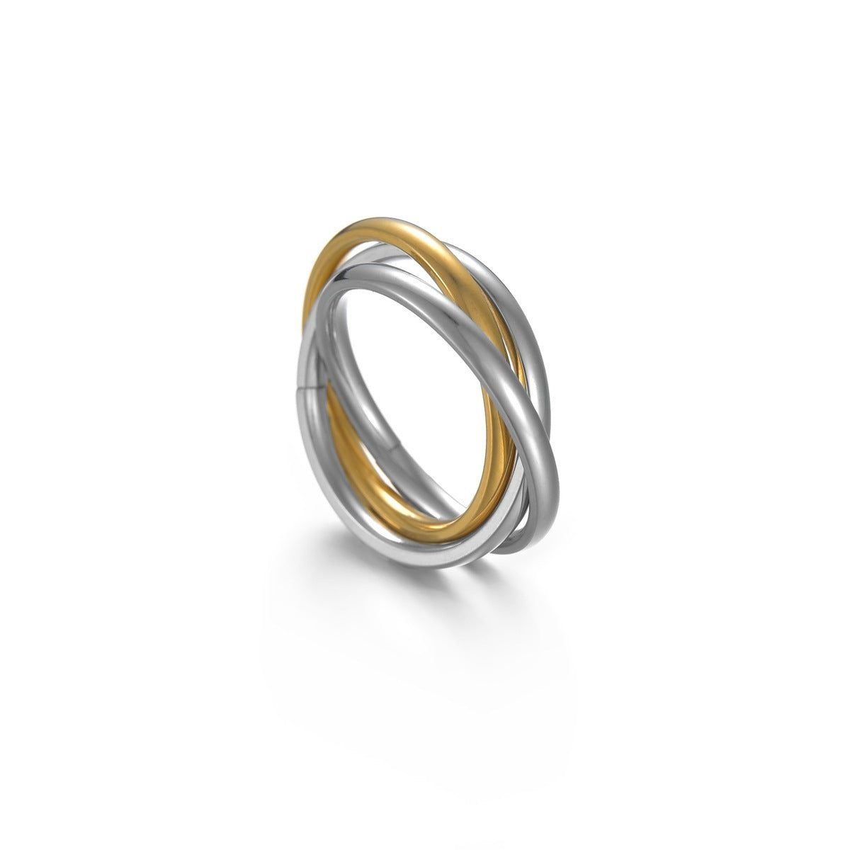 Womens Titanium Steel Ring Set 3 Piece Polished Stainless Band Jewelry European Fashion Colors Blue Black Silver Gold