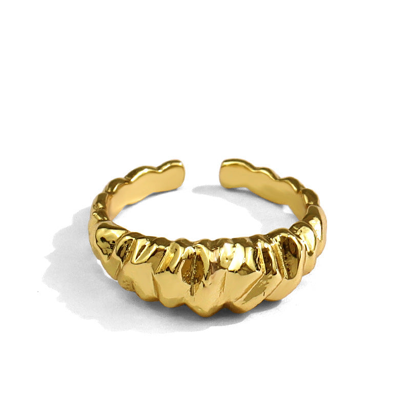 Womens Adjustable Opening Ring Silver Plated Irregular Geometric Ring Korean Version Fashion Trendy Style Gold