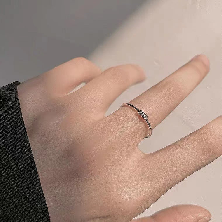 Knot Line Ring S925 Sterling Silver Adjustable Fashion Ring For Women Knot Style For Everyday Wear And Look Up