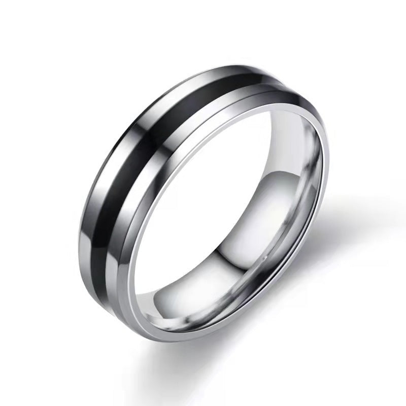 Couple Rings Titanium Steel Geometric With Three Zircon Stones Promise Bands Anniversary Jewelry Wedding Rings