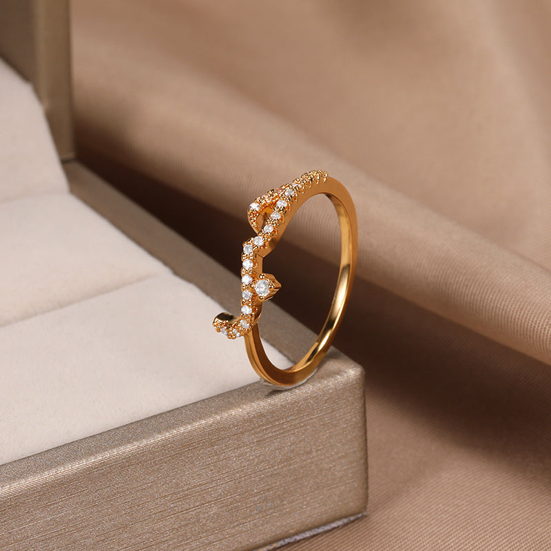 Gold Zircon Inlaid Letter Ring for Women Romantic Love Declaration Wedding Jewelry Gift Sizes 7 8 9 Gift For Her