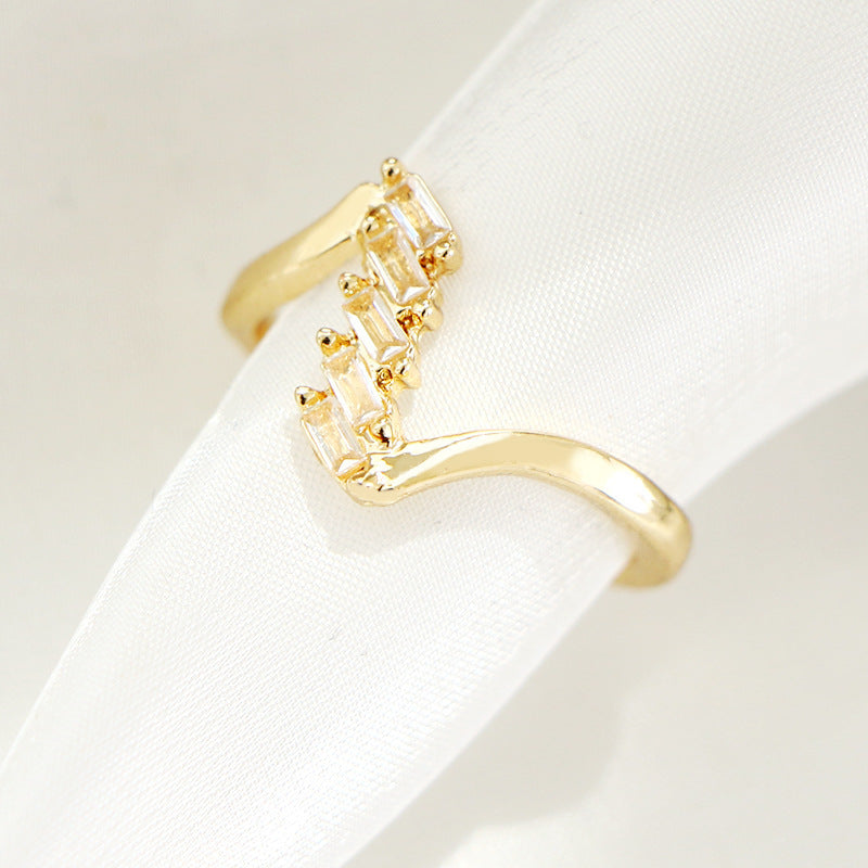 Unisex Hip Hop Geometric Open Ring Gold Plated Adjustable European American Retro Statement Jewelry For All In