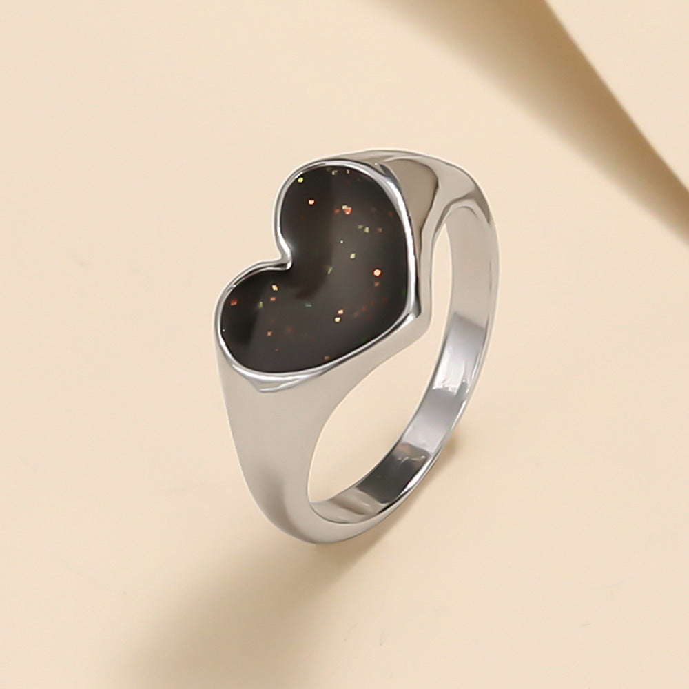 Heart Shaped Ring Trendy Electroplated Alloy Jewelry Geometric Design Ring For Women And Girls Fashion Everyday