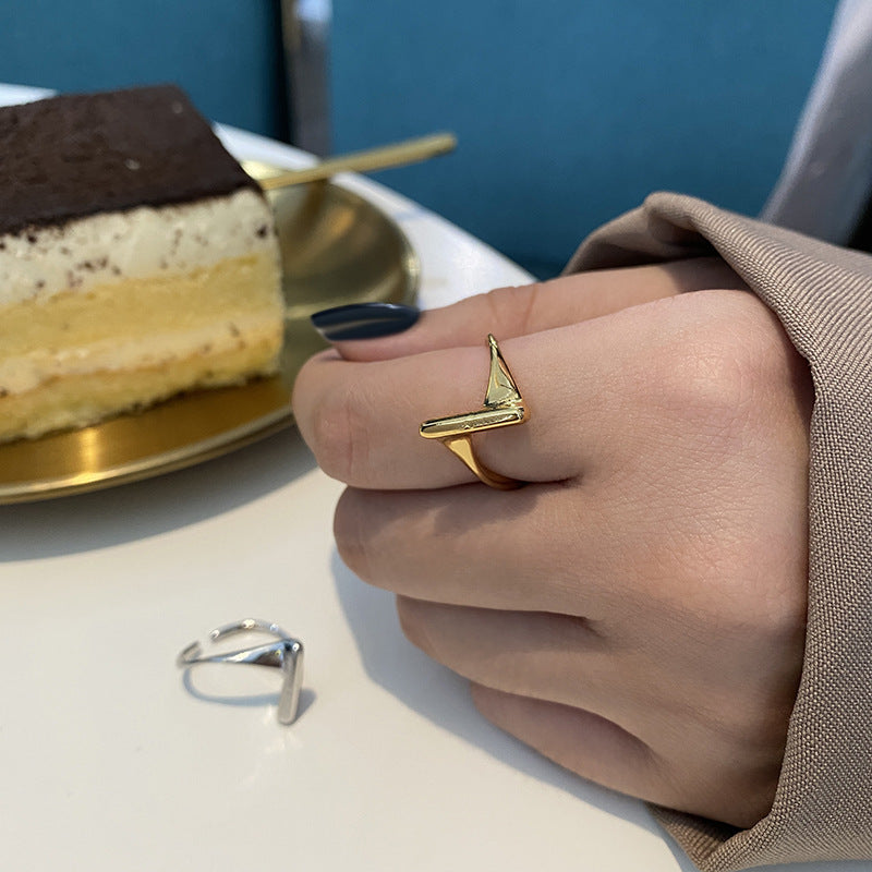 Geometric Silver Plated Womens Adjustable Ring Fashion