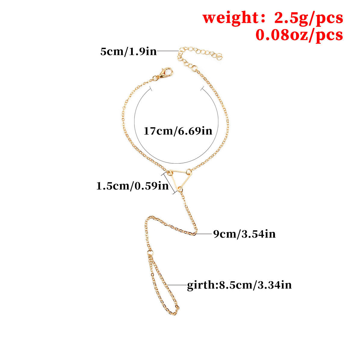 Womens Bracelet With Crystal Inlays Adjustable Hand Ring Chain Geometric Designs AlloyMetal GiftFor Her Fashion