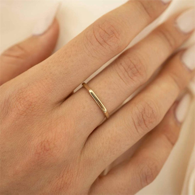 Couple Stainless Steel Rings Geometric Round Design Electroplated Fashion Jewelry Gift For Lovers Gift For Couples