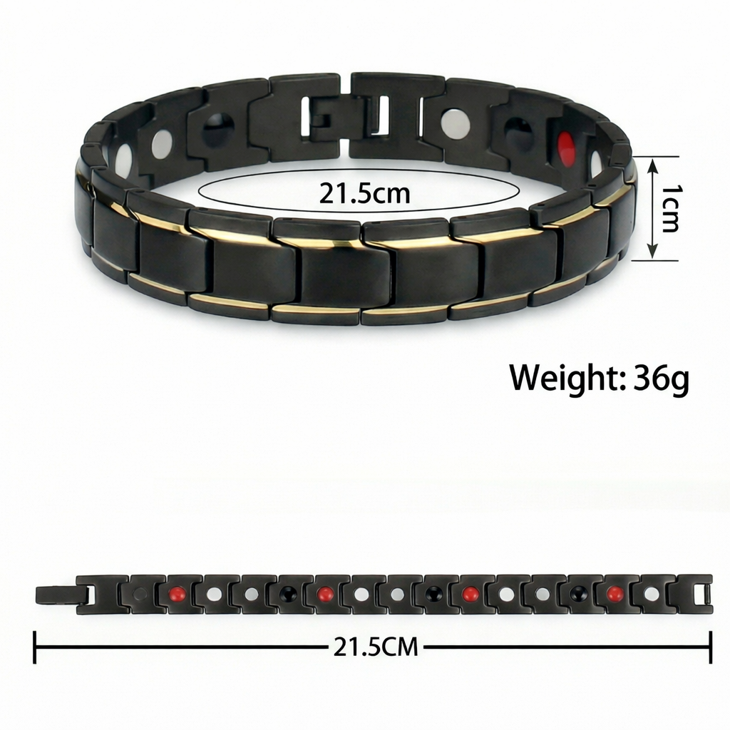Unisex Geometric Alloy Bracelet, Electroplated Black/Gold/Silver Finish, Modern Link Chain Bracelet, 21.5cm Fashion Jewelry