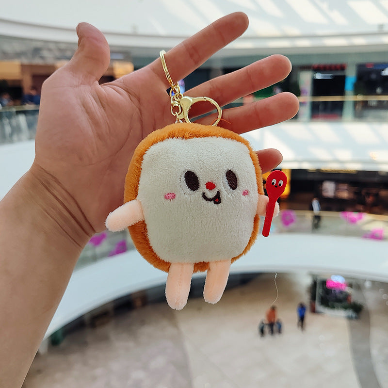 Food Keychains Plush Hamburger Fries Hot Dog Chicken Leg Toast Chips Cute Cartoon Food Dolls Pendant Keys Bags