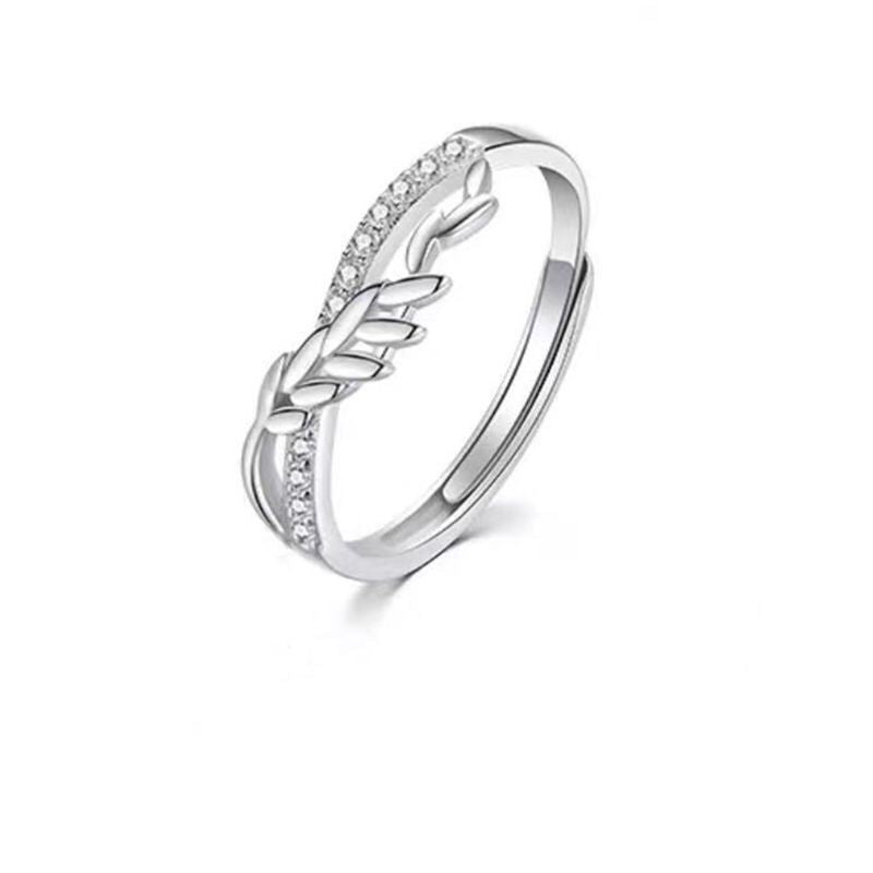 Couple Ring Set Adjustable Wheat Design Diamond Treated Alloy Matching Rings For Him And Her Cute Perfect Gift For