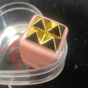 Womens Geometric Resin Ring Trendy Chamfering Square Pattern Cold Wind Ring Fashion Jewelry Average Size Stylish