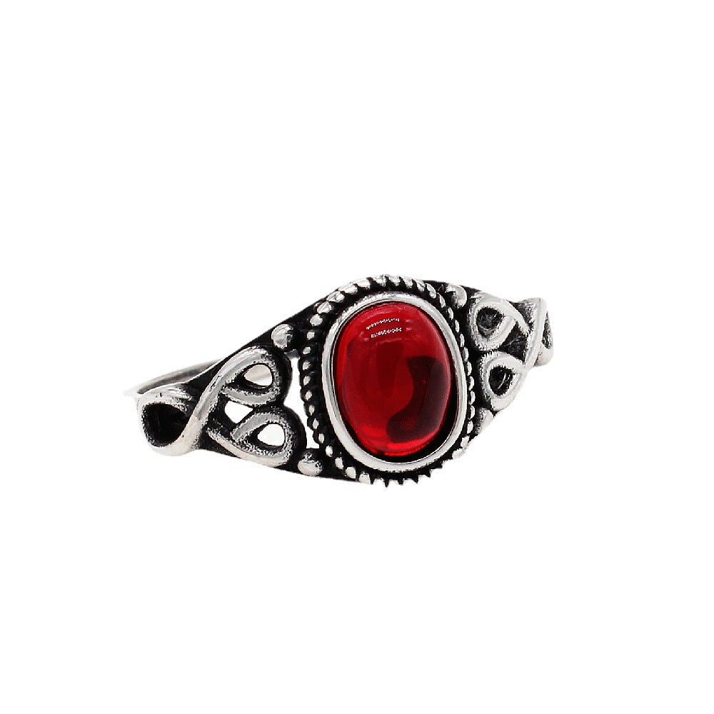 Internet Celebrity Ins Style Vintage Court Turquoise Women's Gemstone Ring