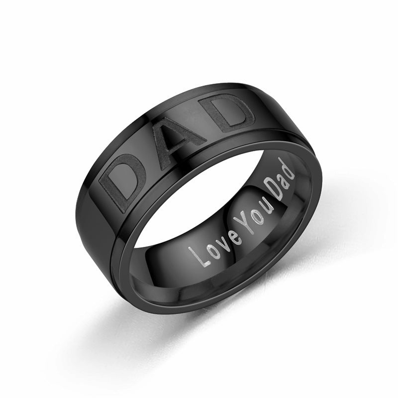 Dad Ring Stainless Steel Frosted Band 8mm Width 2mm Wall Thickness and Perfect Gift for Fathers Day or Birthday