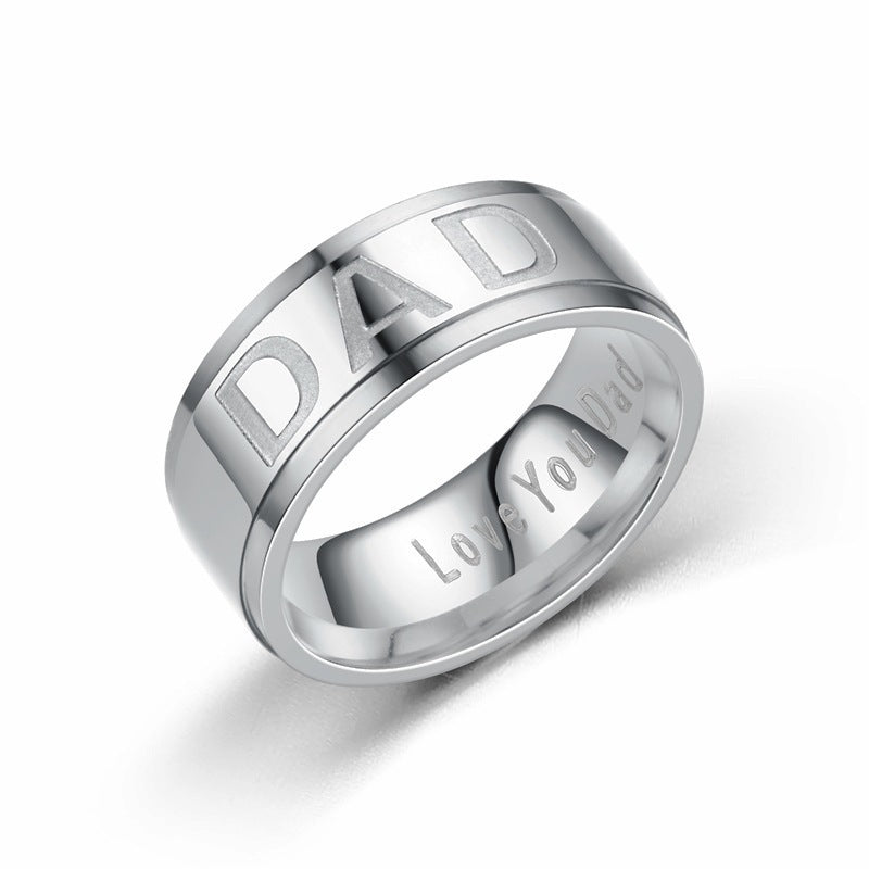 Dad Ring Stainless Steel Frosted Band 8mm Width 2mm Wall Thickness and Perfect Gift for Fathers Day or Birthday