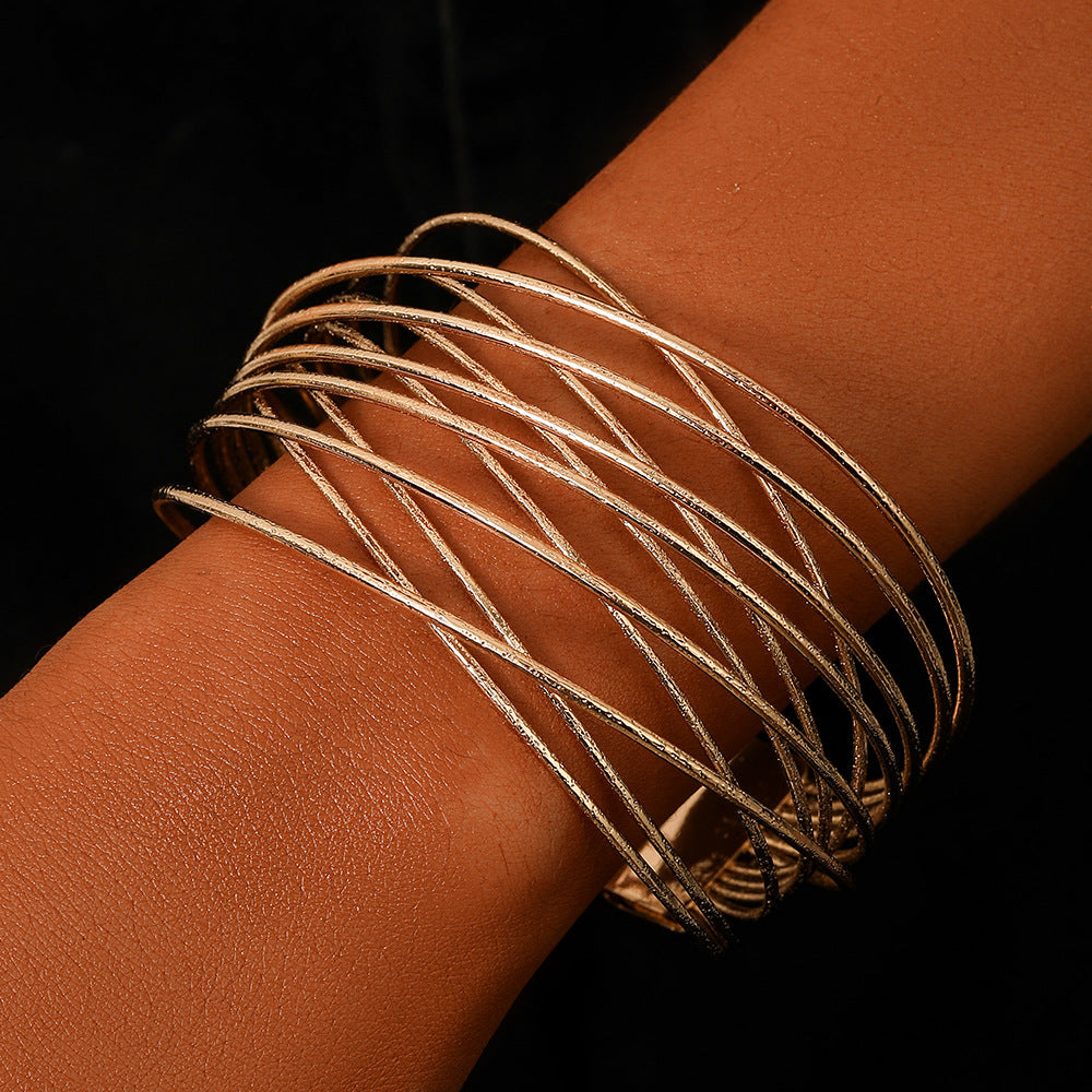 Womens Stainless Steel Mesh Bracelets Fashion Electroplated Metal Line Bangle Jewelry Gift Adjustable Everyday