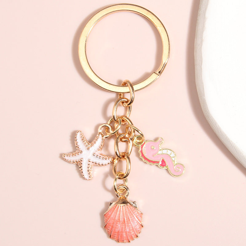 Starfish Mermaid Seahorse Shell Dolphin Zinc Alloy Keychain Pendant for Keys Bags and Decoration for Keys and Backpacks