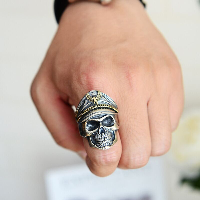 Mens Vintage Titanium Steel Anchor Ring Polished Silver Retro Punk European American Fashion Jewelry Vintage Look