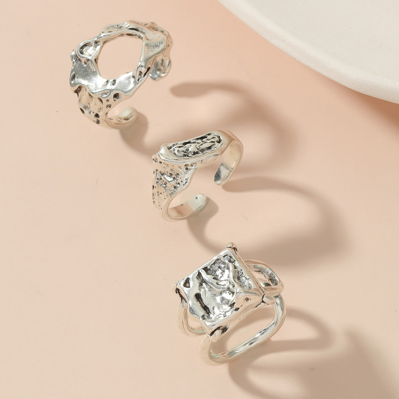 Womens Ring Set Retro Geometric Rings Animal Zodiac Electroplated Alloy 3 Piece Gift For Her Twist Knot Trendy