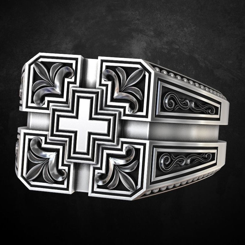 Mens Vintage Carved Cross Ring Black Plated Copper Fashion Jewelry For Daily Wear And Special Occasions Gifted