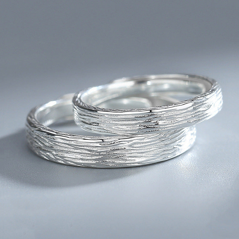 Couple Rings Matching Sets Geometric Copper Band Rings For Him And Her Anniversary Promise Rings Silver Plated