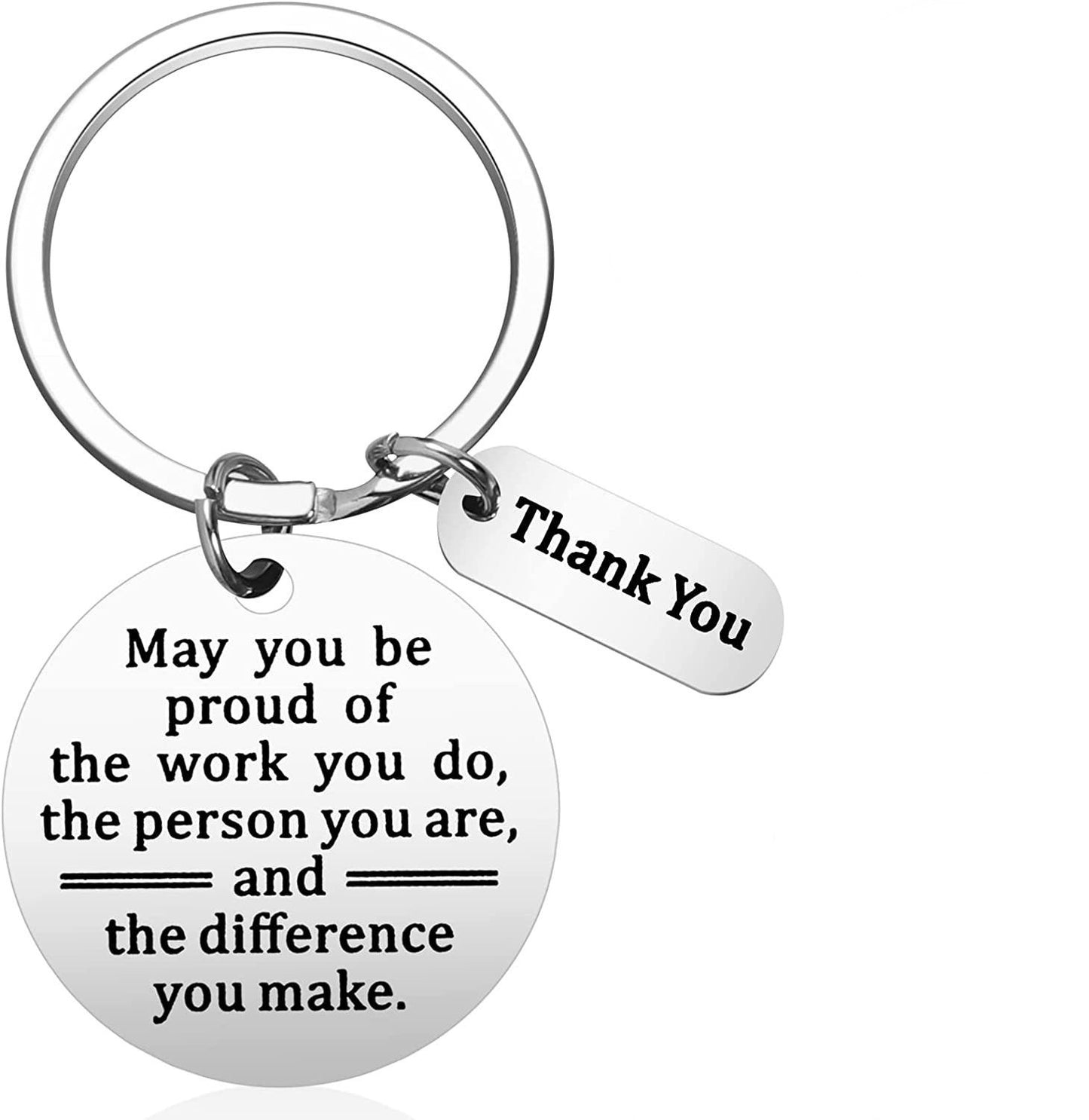 Stainless Steel Keychain Thoughtful Friendship Gift for Colleagues Expressing Gratitude Appreciation and Black