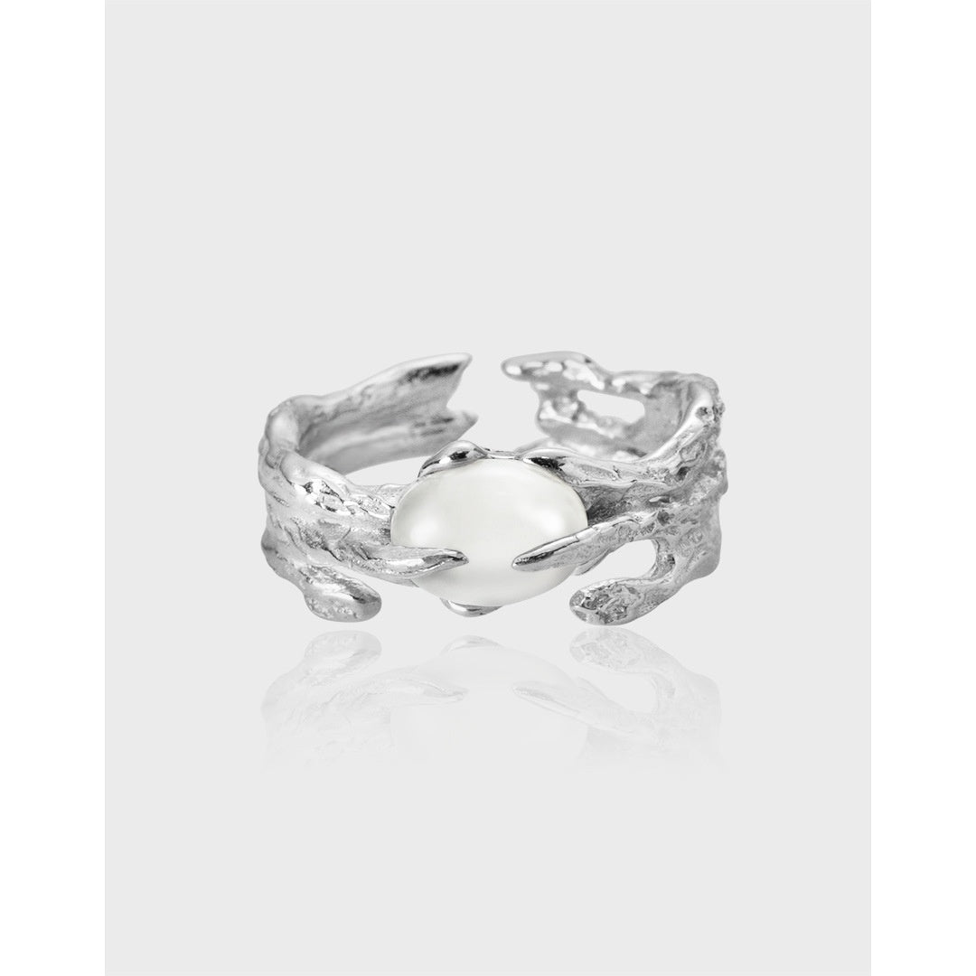 Adjustable Copper Ring With White Agate Texture Unisex Jewelry Gift For Everyday Casual Style Elegant Timeless Sparkle