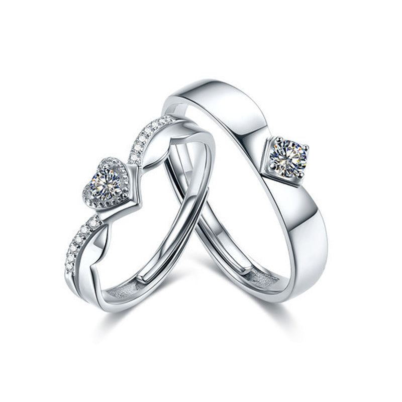 Couple Rings For Women And Men Silver Adjustable Promise Ring Geometric Bands European American Design Glamour